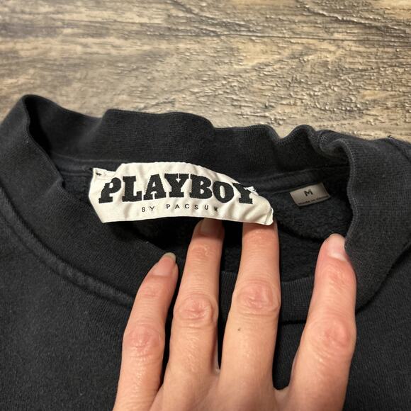 Playboy X Pacsun Men’s Crewneck Sweatshirt black Medium Embroidered - Picture 3 of 4